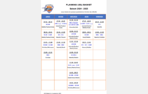 PLANNING DES ENTRAÎNEMENTS 2024-2025