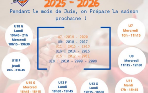 🏀 Entrainements jeunes au mois de juin