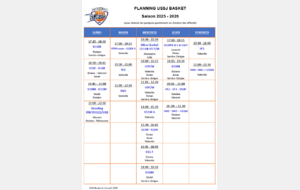 Planning des entraînements 2025-2026