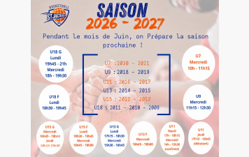 🏀 Entrainements jeunes au mois de juin