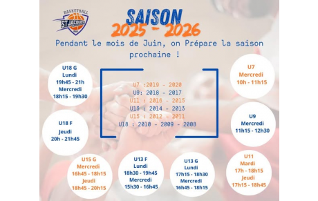 🏀 Entrainements jeunes au mois de juin